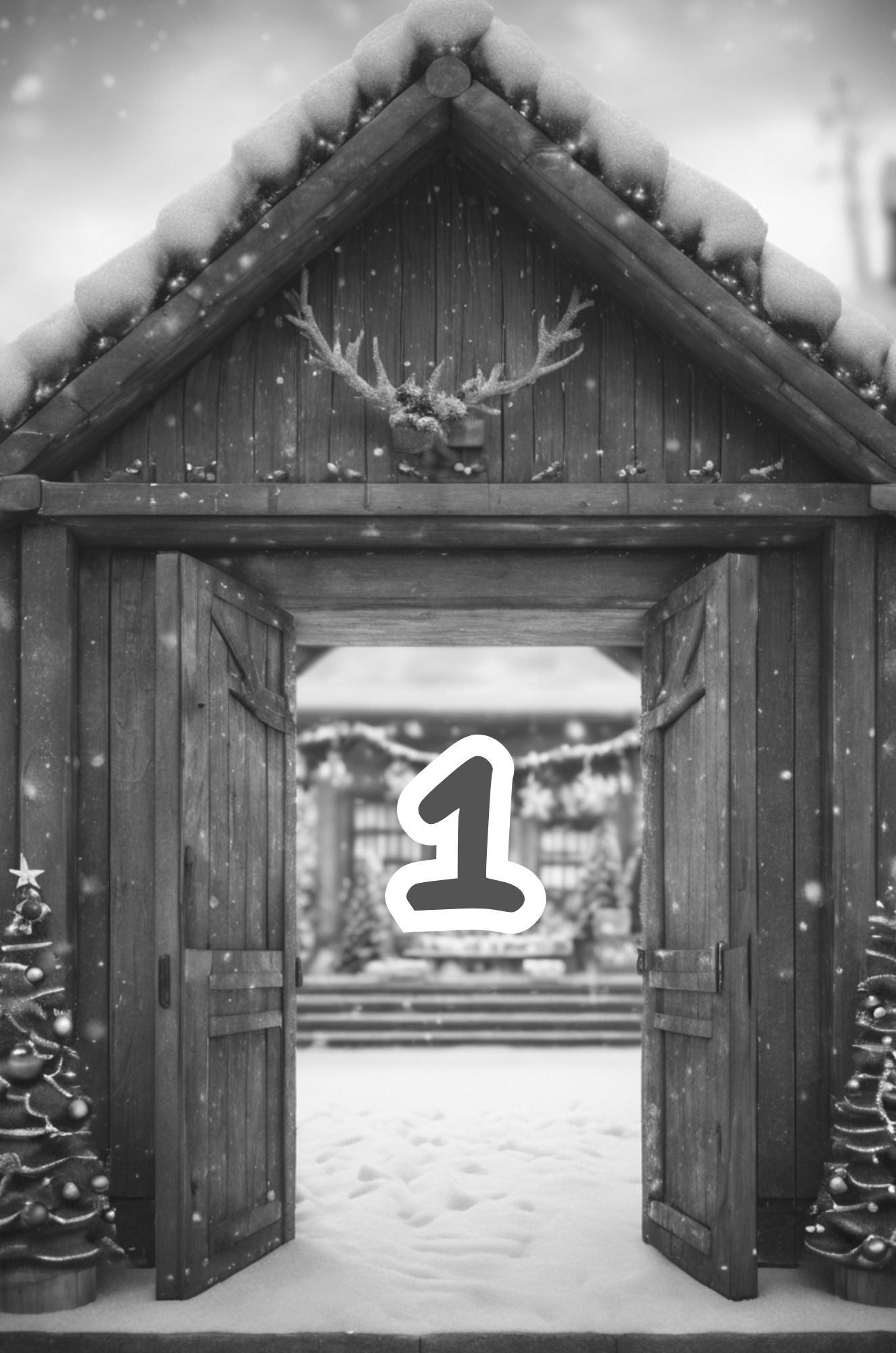 veganer Adventskalender erstes türchen mit Schnee auf dem Dach und einem Rezept