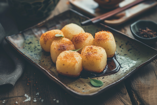 Japanische Kartoffel Mochi mit Sauce