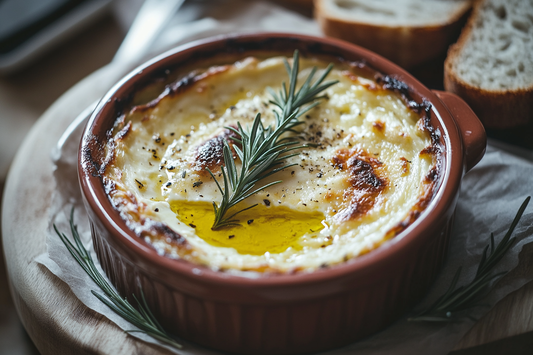 Veganer Ofenkäse mit Öl und Rosmarin