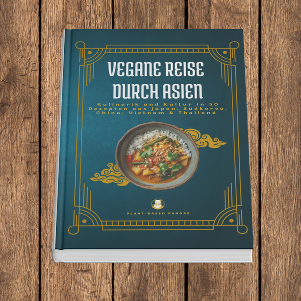 quadrat kochbuch Vegane reise durch asien vor holzhintergund