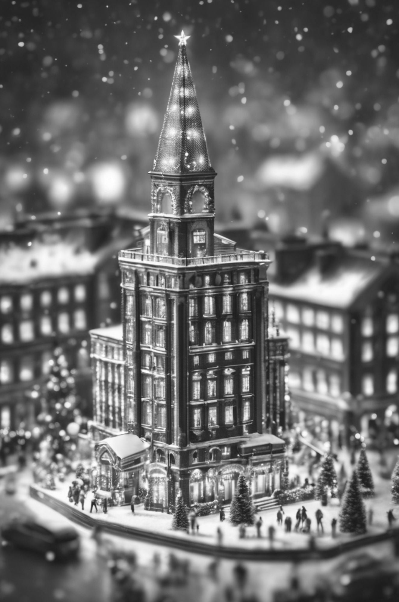 veganer Adventskalender Bild eins verschneites Hochhaus 